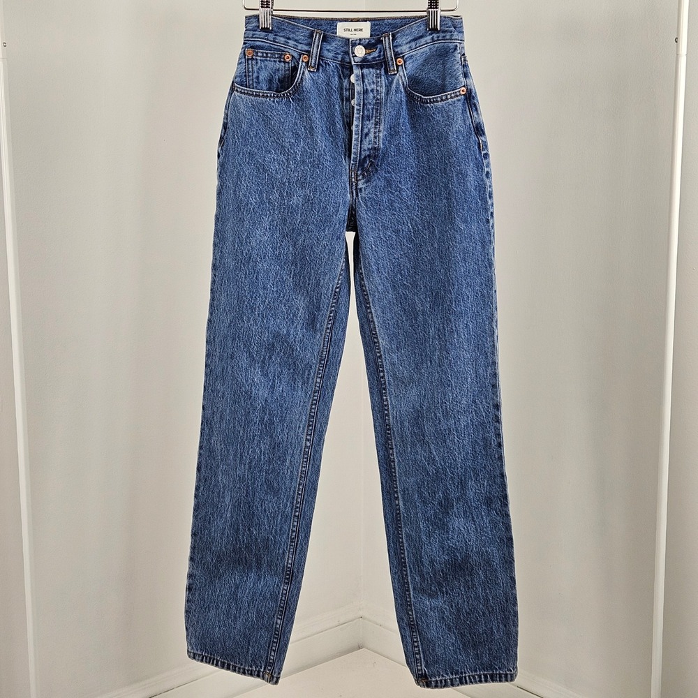 Still Here NY SH Childhood Jeans Women 24 Blue High Rise Straight Leg Denim